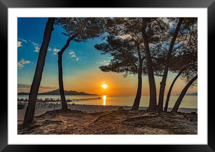Idyllic view of starting day sunrise at coast Framed Mounted Print by Alex Winter