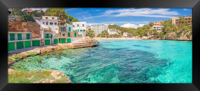 Mallorca, Spain, panoramic view of Cala Santanyi beach bay Framed Print by Alex Winter