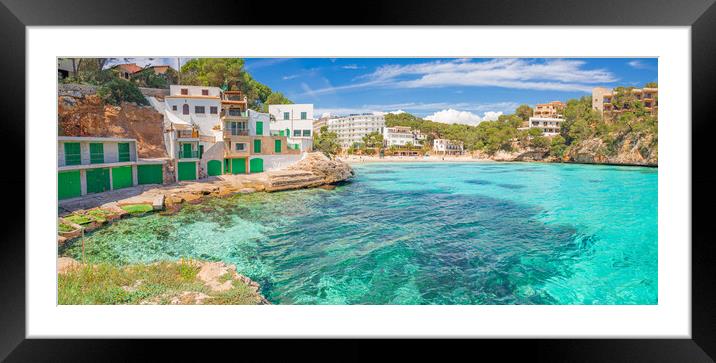 Mallorca, Spain, panoramic view of Cala Santanyi beach bay Framed Mounted Print by Alex Winter