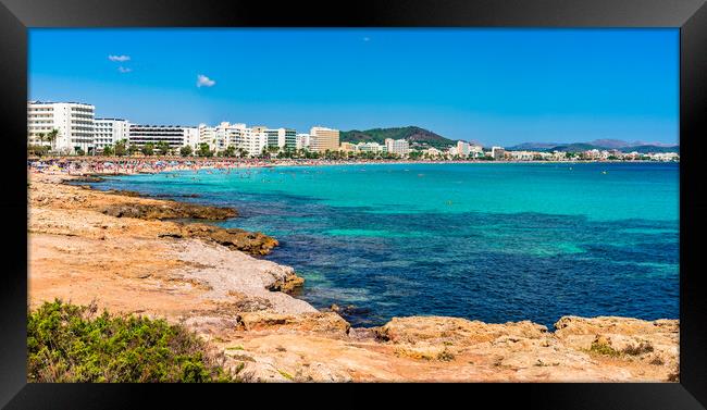 Tourist resort of Cala Millor beach Framed Print by Alex Winter
