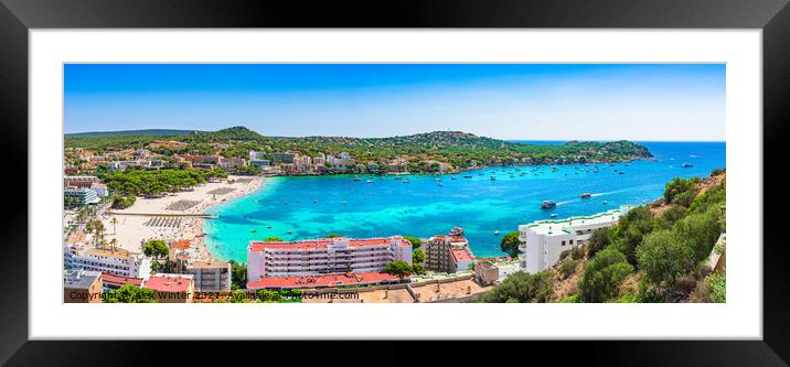 Beautiful panorama of beach in Santa Ponsa on Majorca, Spain Framed Mounted Print by Alex Winter