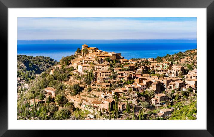 Mediterranean Village Deia Framed Mounted Print by Alex Winter