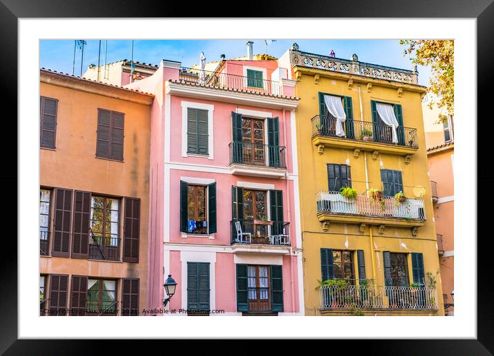 Houses at the old town of Palma de Majorca Framed Mounted Print by Alex Winter