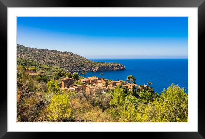 Small village at the coast of Deia Framed Mounted Print by Alex Winter