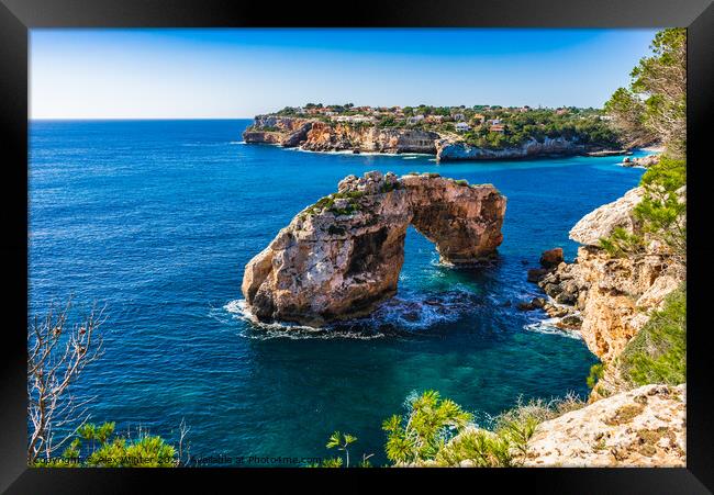 Famous natural rock arch, Es Pontas Framed Print by Alex Winter