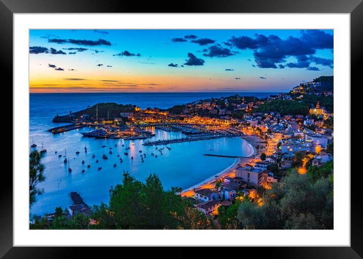 Idyllic view of Port de Soller harbour; Mallorca,  Framed Mounted Print by Alex Winter