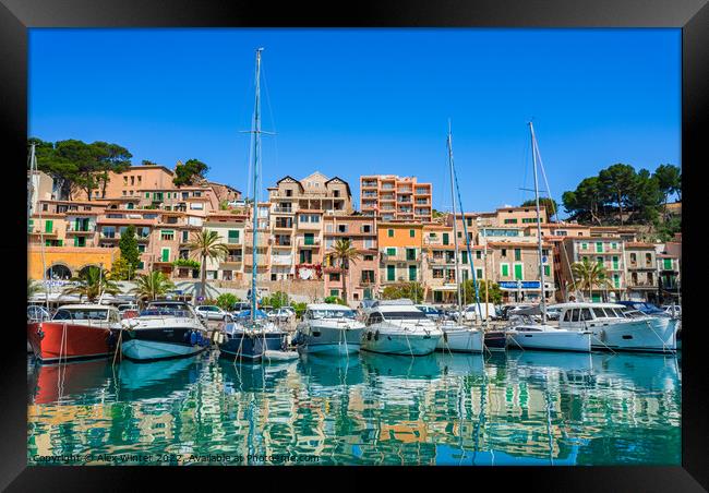 Boats yachts at marina harbor of Port de Soller  Framed Print by Alex Winter