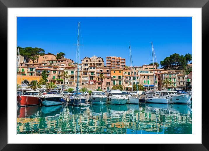 Boats yachts at marina harbor of Port de Soller  Framed Mounted Print by Alex Winter