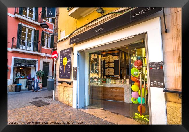 Ice cream shop Rivareno in Palma de Majorca Framed Print by Alex Winter