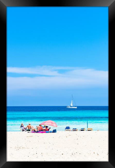 Tourists at beautiful sand beach of seaside at tou Framed Print by Alex Winter