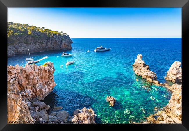 Idyllic view of Cala Deia beach Framed Print by Alex Winter