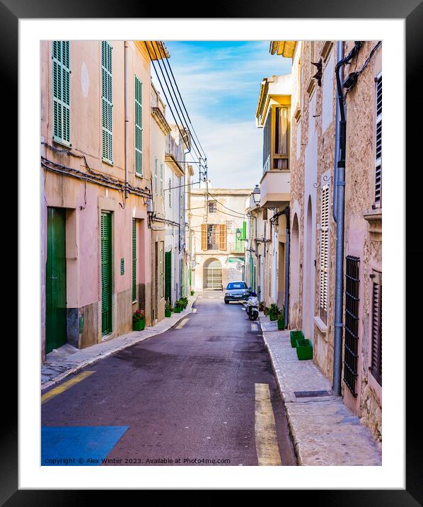 Street in Felanitx, mediterranean old town on Mallorca Framed Mounted Print by Alex Winter