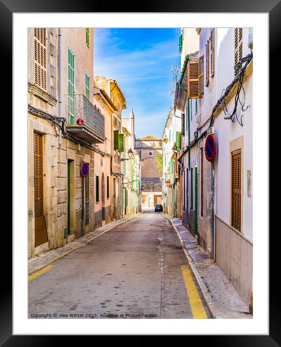 Street in Felanitx mediterranean old town Majorca Framed Mounted Print by Alex Winter