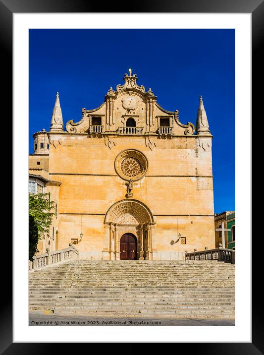church in the spanish old town Felanitx Framed Mounted Print by Alex Winter
