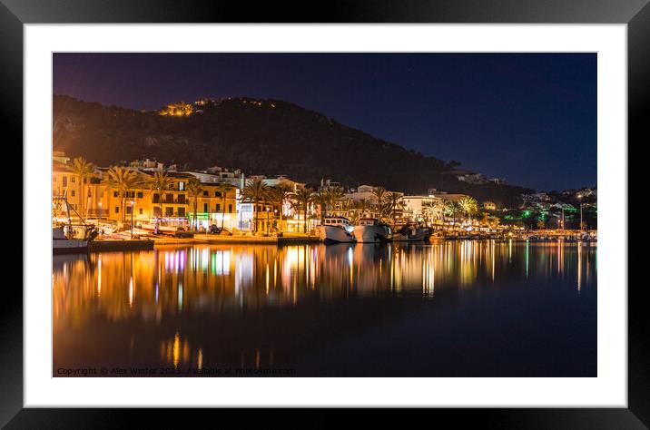 Port de Andratx on Majorca at night Framed Mounted Print by Alex Winter