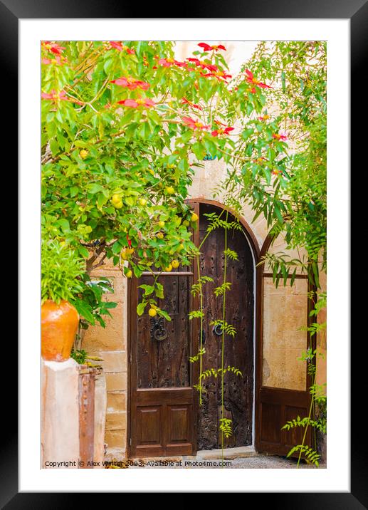 Romantic mediterranean house entrance door Framed Mounted Print by Alex Winter