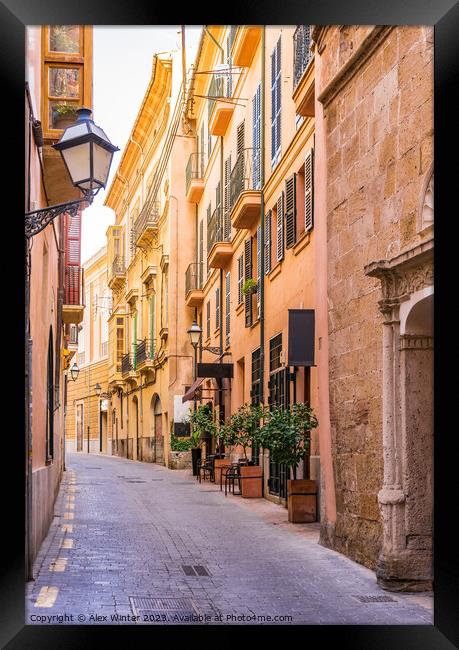 Street at the old town of Palma Majorca Framed Print by Alex Winter