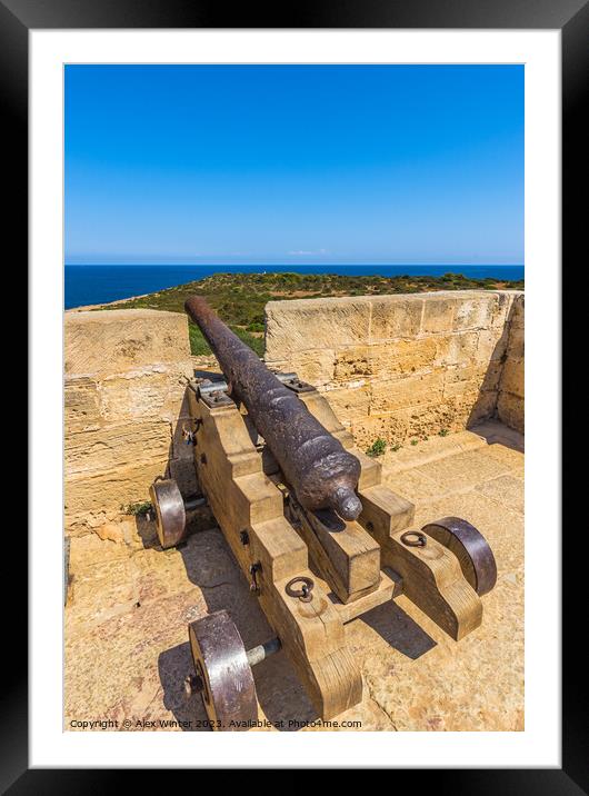 cannon at the coast of Mallorca Framed Mounted Print by Alex Winter