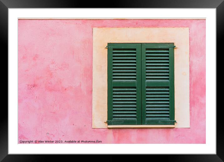 Green window shutters Framed Mounted Print by Alex Winter