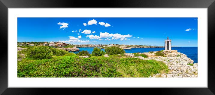panorama of the lighthouse in Porto Cristo Framed Mounted Print by Alex Winter