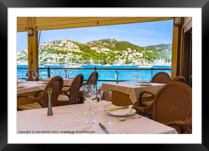 Restaurant with beautiful sea view  Framed Mounted Print by Alex Winter