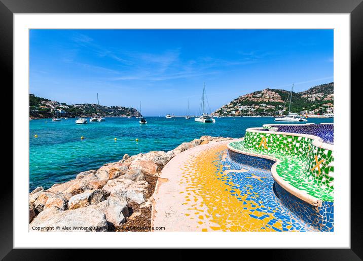 Port de Andratx with luxury yachts Framed Mounted Print by Alex Winter