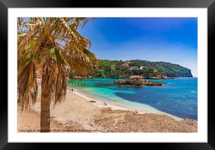 Idyllic view of bay beach in Camp de Mar  Framed Mounted Print by Alex Winter