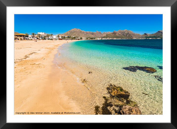 Seaside of bay of Pollensa Framed Mounted Print by Alex Winter