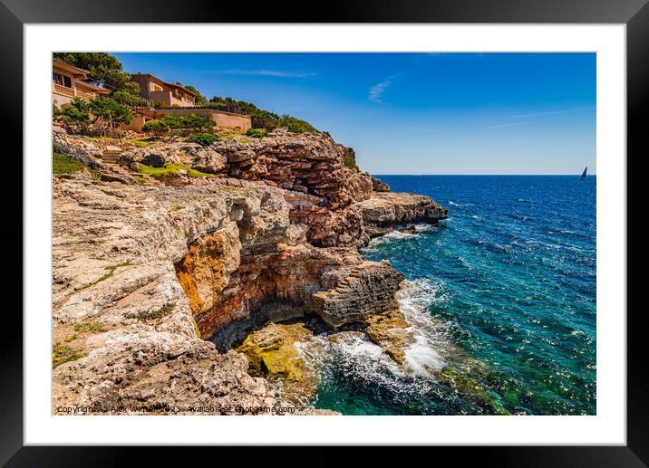 cliff seascape  Framed Mounted Print by Alex Winter