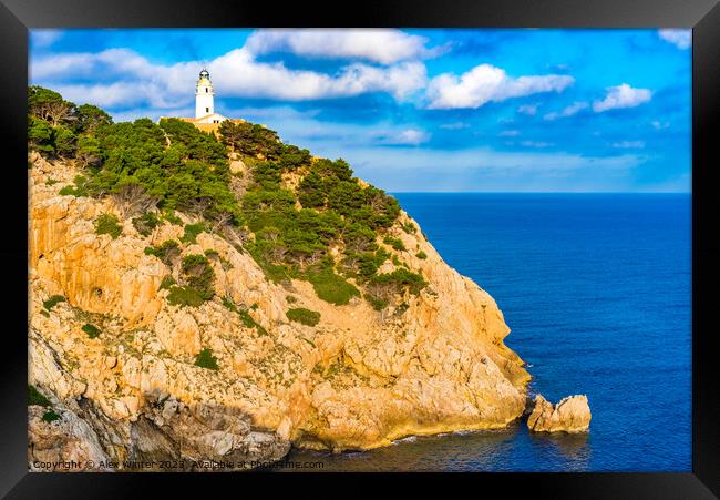 Mallorca lighthouse at the cape in Cala Ratjada Framed Print by Alex Winter