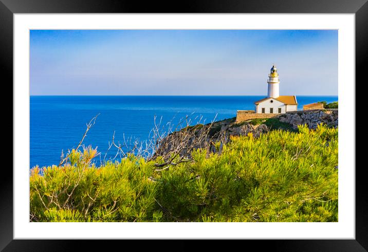 Lighthouse at the cape in Cala Rajada Framed Mounted Print by Alex Winter