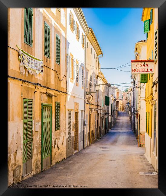 Street view in Arta, rustic old town on Mallorca Framed Print by Alex Winter