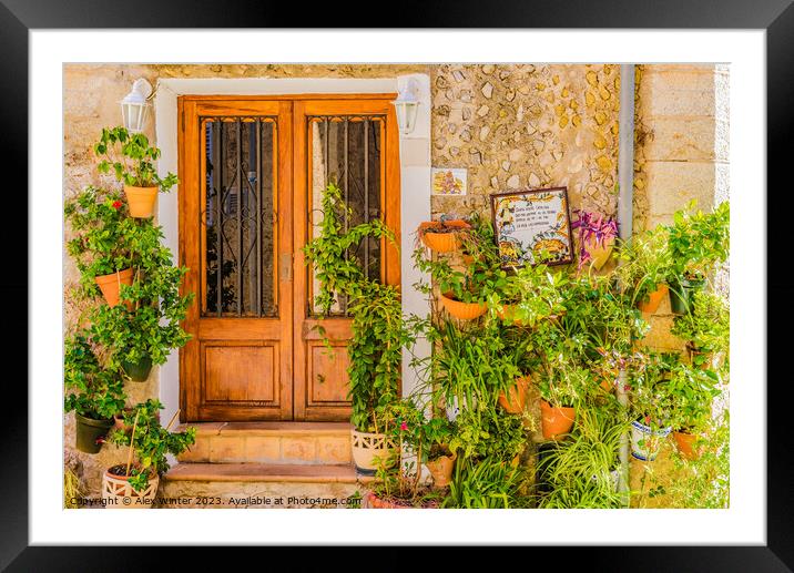 Typical potted plants village of Valldemossa Framed Mounted Print by Alex Winter