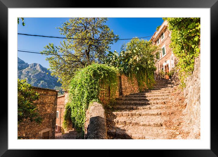 Idyllic view of old rustic village Fornalutx  Framed Mounted Print by Alex Winter