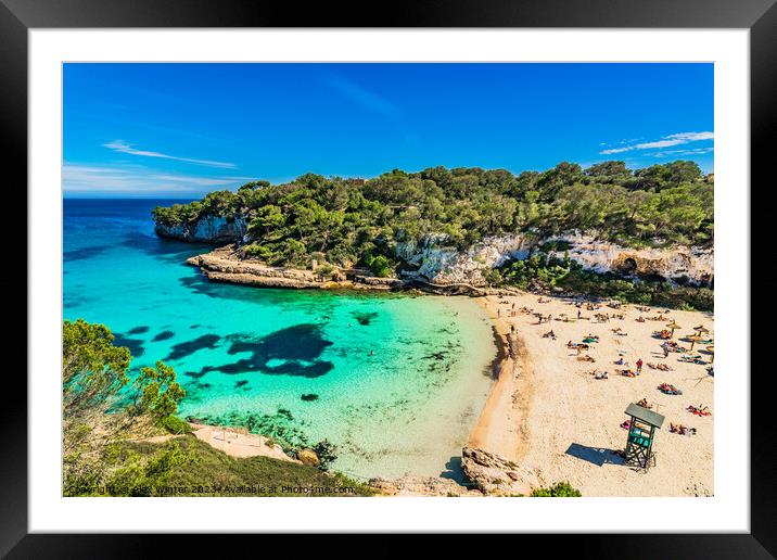 Beautiful view of Cala Llombards beach bay Framed Mounted Print by Alex Winter