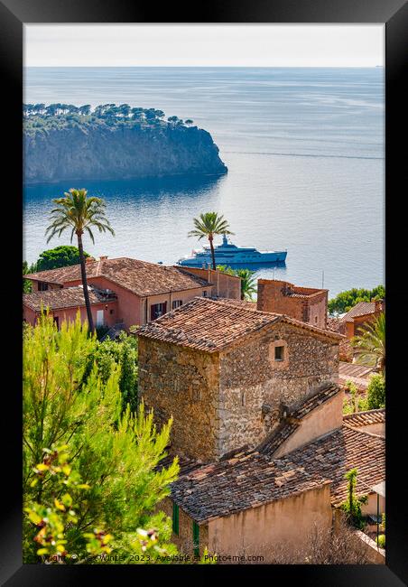 Small mediterranean village and luxury yacht Framed Print by Alex Winter