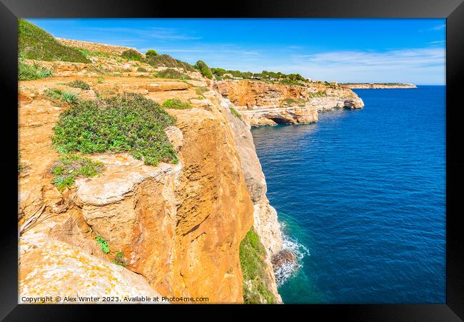 Cliffs at rocky coast on Majorca Framed Print by Alex Winter