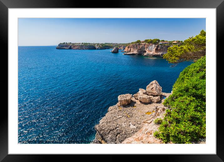 Beautiful island scenery, rocky coast on Majorca Framed Mounted Print by Alex Winter