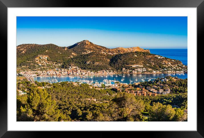Panoramic view of marina Port de Andratx on Majorc Framed Mounted Print by Alex Winter