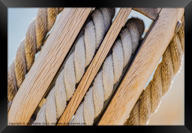 sailing pulley The Knot that Sets Sail Framed Print by Alex Winter