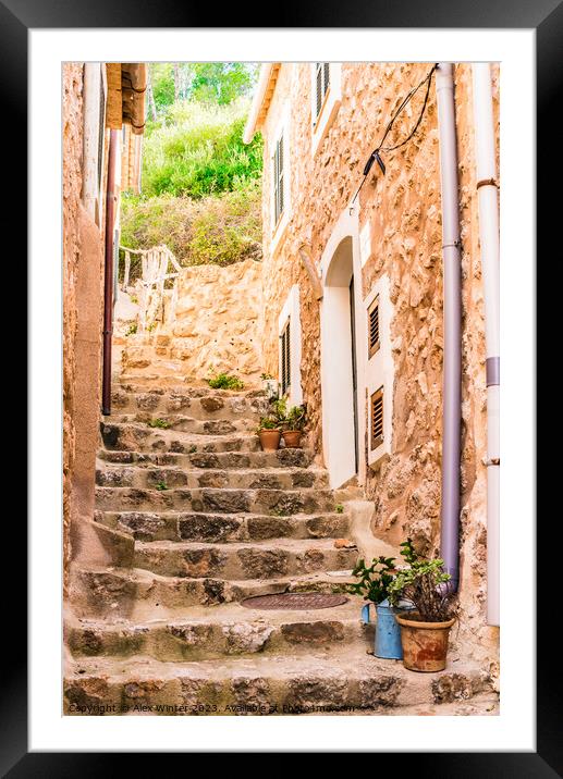 Ancient Stairway to Mediterranean Bliss Framed Mounted Print by Alex Winter