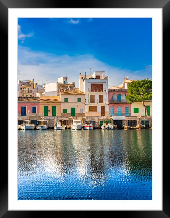View of the beautiful port of Portocolom Framed Mounted Print by Alex Winter