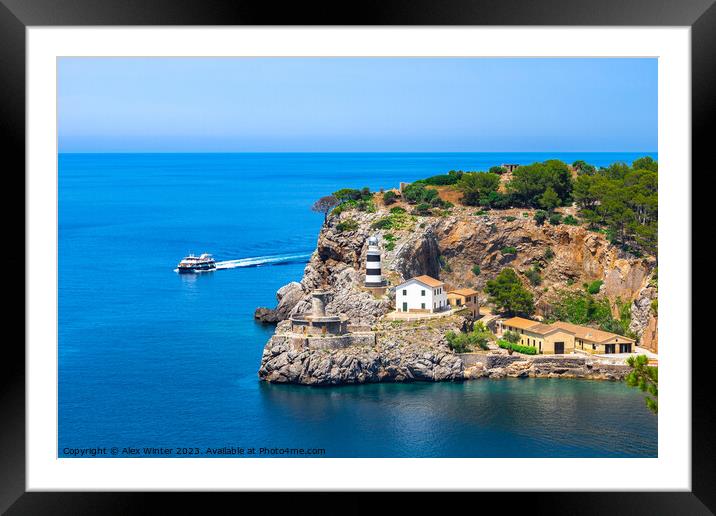 Idyllic view of lighthouse of Port de Soller Framed Mounted Print by Alex Winter