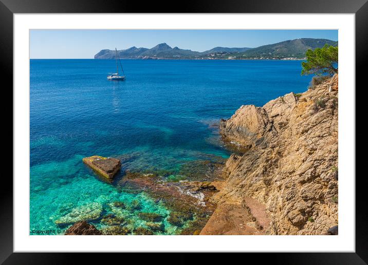 Beautiful view of sailboat Framed Mounted Print by Alex Winter