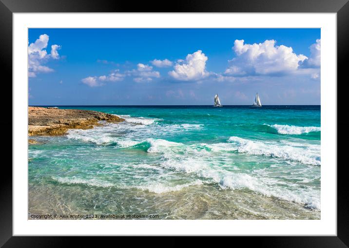Beautiful seascape with two sailboats Framed Mounted Print by Alex Winter