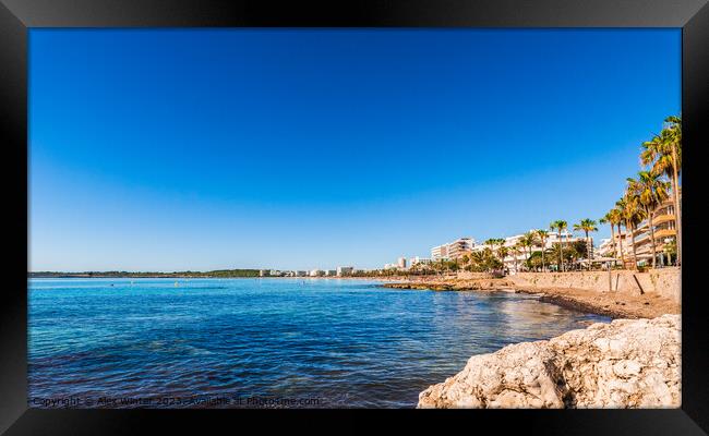 Spain Majorca island, beach coast of Cala Millor Framed Print by Alex Winter