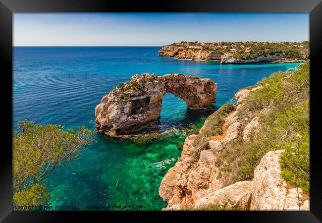 Es Pontas, rock arch on Mallorca island Framed Print by Alex Winter