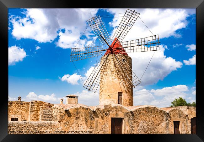View of old rustic traditional windmill Framed Print by Alex Winter