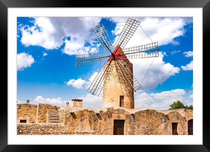 View of old rustic traditional windmill Framed Mounted Print by Alex Winter