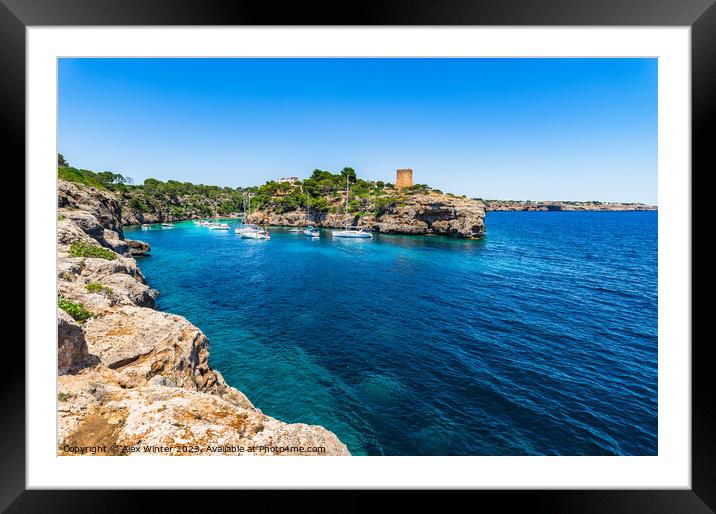 Idyllic bay of Cala Pi beach Majorca Framed Mounted Print by Alex Winter